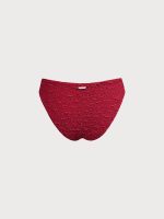 Wine Red Textured O-Ring Bikini Bottom - Image 6