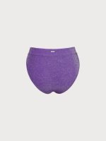 Purple Lurex V Cut Full Coverage Bikini Bottom - Image 7
