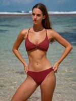Wine Red Solid Bikini Bottom - Image 5
