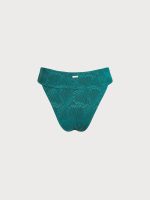 Dark Green Jacquard High Cut Bikini Bottom - Image 12