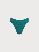 Dark Green Jacquard High Cut Bikini Bottom - Image 11
