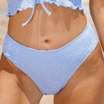 Light Blue Textured Natural Waisted Bikini Bottom