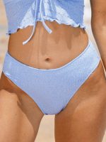 Light Blue Textured Natural Waisted Bikini Bottom