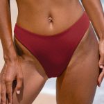 Wine Red Solid Bikini Bottom