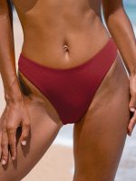 Wine Red Solid Bikini Bottom