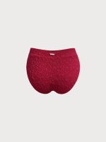 Wine Red Textured Full Coverage Bikini Bottom - Image 6