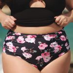 Black Floral Plus Size Bikini Bottom