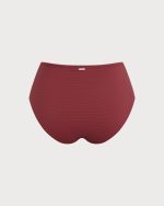 Wine Red Ruched Plus Size Bikini Bottom - Image 6