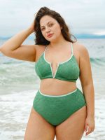 Dark Green Contrast Plus Size Bikini Bottom - Image 4