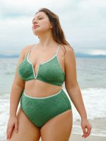 Dark Green Contrast Plus Size Bikini Bottom - Image 5