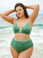 Dark Green Contrast Plus Size Bikini Bottom - Image 3