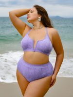 Purple Jacquard Plus Size Bikini Bottom - Image 5