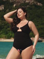 Black Floral Plus Size Bikini Bottom - Image 5