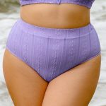 Purple Jacquard Plus Size Bikini Bottom