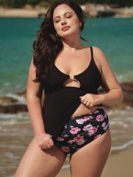 Black Floral Plus Size Bikini Bottom - Image 3