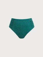 Green Lurex Ruched Plus Size Bikini Bottom - Image 5