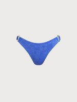 Blue Textured O-Ring Bikini Bottom - Image 6