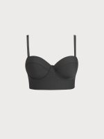 Black Underwire Strappy Plus Size Bikini Top - Image 5