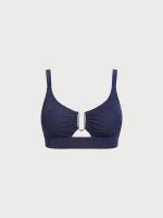 Blue Glitter Cut Out Plus Size Bikini Top - Image 6