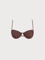 Dark Coffee Ruched Underwire Bikini Top - Image 6