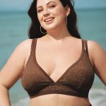 Dark Coffee Lurex Strappy Plus Size Bikini Top