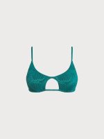 Dark Green Textured Cut Out Bikini Top - Image 6