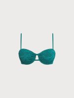 Dark Green Jacquard Cutout Underwire Bikini Top - Image 8