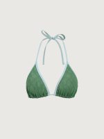Dark Green Jacquard Halter Bikini Top - Image 7