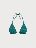 Dark Green Textured Triangle Bikini Top - Image 8