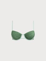 Dark Green Jacquard Underwire Bikini Top - Image 6