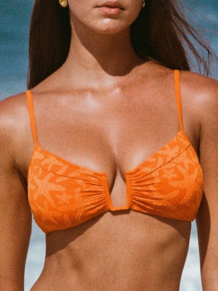 Orange Starfish U-cut Bikini Top