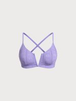 Purple Jacquard V Notch Plus Size Bikini Top - Image 5