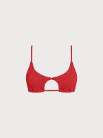 Red Textured Cutout Bikini Top - Image 7