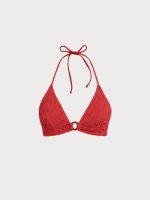 Red Textured Halter Bikini Top - Image 10