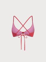 Red-Pink Reversible Knot X Cross Bikini Top - Image 8