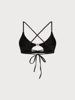 Black Cutout Gold-Accented Bikini Top - Image 8