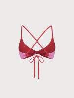 Red-Pink Reversible Knot X Cross Bikini Top - Image 10