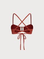 Orange Gold-Clasp Textured Bikini Top - Image 7
