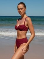 Wine Red Textured Underwire Bikini Top - Image 2