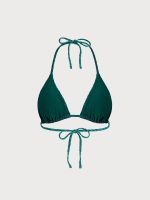 Dark Green Textured Triangle Bikini Top - Image 9