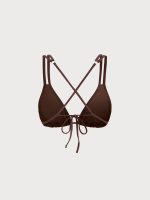 Dark Coffee Strappy Bikini Top - Image 11