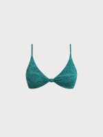 Dark Green Jacquard Bikini Top - Image 5