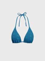 Blue Jacquard Halter Bikini Top - Image 10