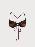 Dark Coffee Ruched Underwire Bikini Top - Image 7