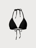 Black Solid Halter Triangle Bikini Top - Image 9