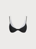 Black & White Color Block Knotted Triangle Bikini Top - Image 7