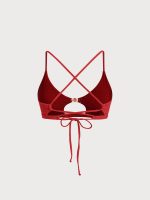 Red Cutout Gold-Accented Bikini Top - Image 7