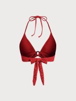 Red Textured Halter Bikini Top - Image 11