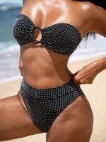 Polka Dot O-Ring Strapless Bikini Top - Image 3