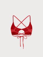 Red Textured Cutout Bikini Top - Image 8